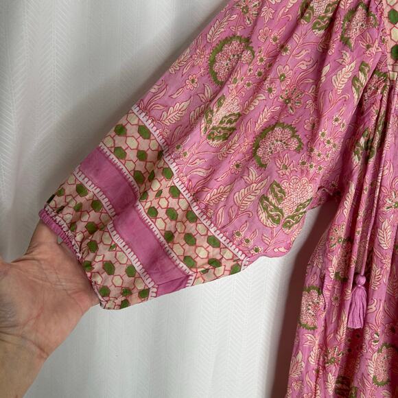 Cleobella Magdelena Wildflower mini dress pink floral XS puff sleeves garden - Picture 5 of 10